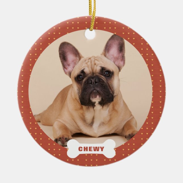 Weihnachts Custom Pet Foto Herz Keramik Ornament (Vorne)