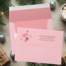 Weihnachts Custom Pink Flamingo Rücksendeadresse