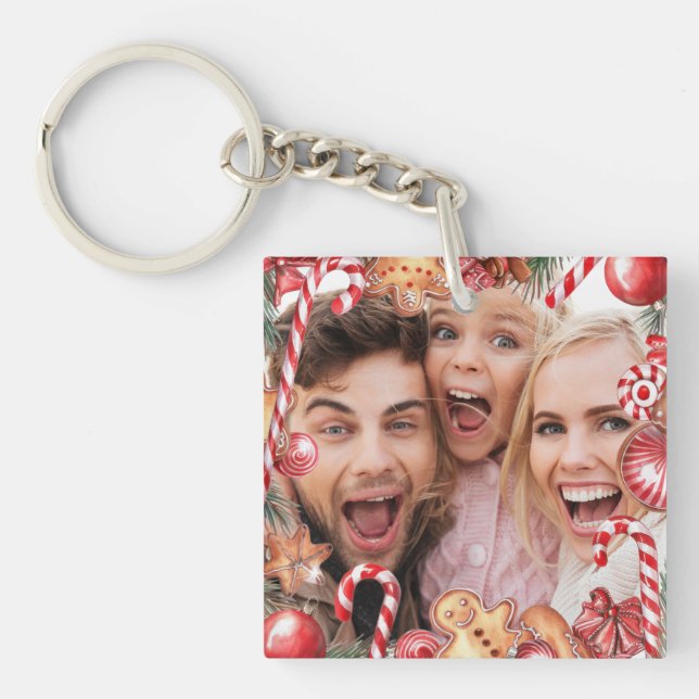Weihnachts Custom Two Foto doppelseitig Acryl Schlüsselanhänger (Vorderseite)
