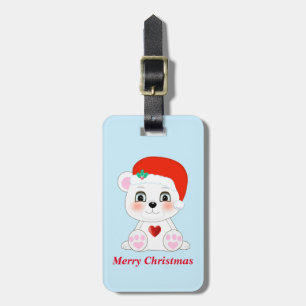 Weihnachts-Cute-Eisbär auf Hellblau Gepäckanhänger