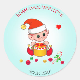 Weihnachts-Cute-Elf für Geschenke & Selbstgemachte Runder Aufkleber