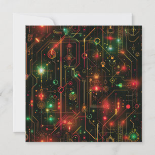 Weihnachts-Cyber-Schaltkreis-Grußkarte Feiertagskarte