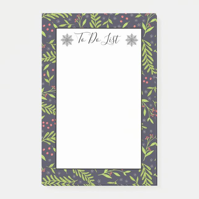 Weihnachts-Cypress-Schneeflocken Berries auf der L Post-it Klebezettel (Vorderseite)