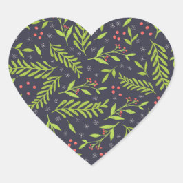 Weihnachts-Cypress-Schneeflocken Berries Rote Blum Herz-Aufkleber