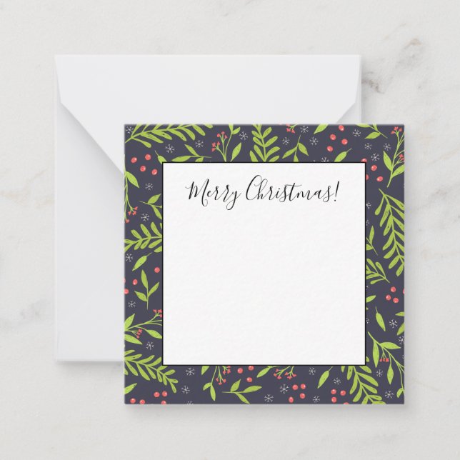 Weihnachts-Cypress-Schneeflocken Berries Rote Blum Mitteilungskarte (Vorderseite)