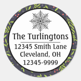 Weihnachts-Cypress-Schneeflocken Berries Rote Blum Runder Aufkleber