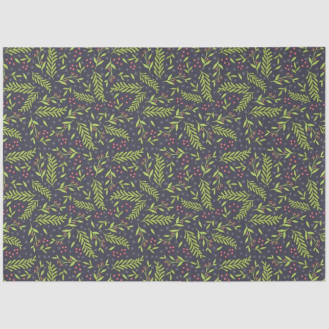 Weihnachts-Cypress-Schneeflocken Berries Rote Blum Seidenpapier (Vorderseite)