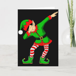 Weihnachts-Dabbing-Elf-Santa-Hut-Jungen-Mädchen-Ki Karte