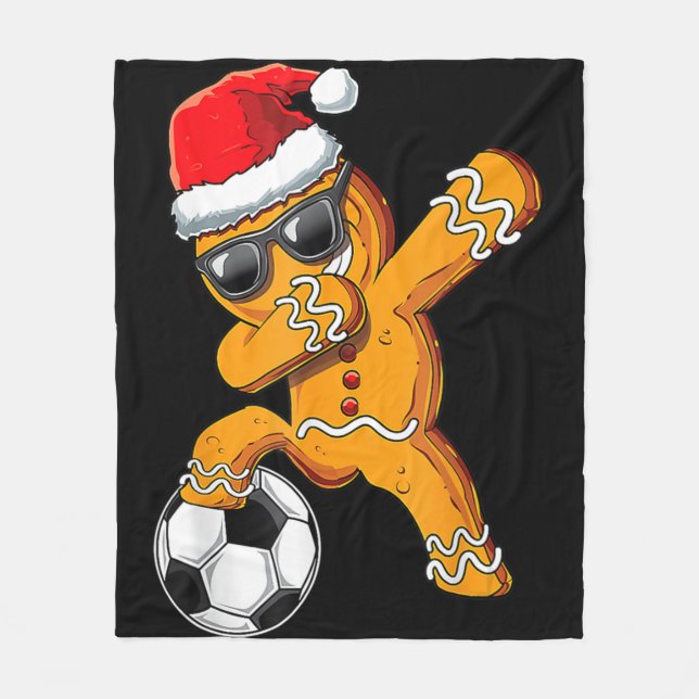 Weihnachts Dabbing Gingerbread Man Dab Soccer Foot Fleecedecke (Vorderseite)
