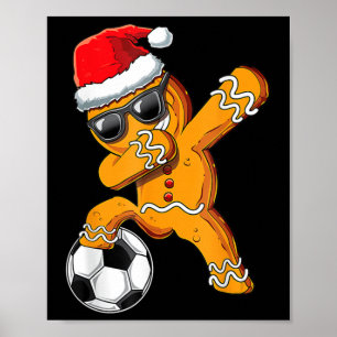 Weihnachts Dabbing Gingerbread Man Dab Soccer Foot Poster