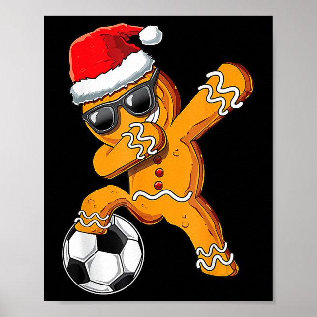 Weihnachts Dabbing Gingerbread Man Dab Soccer Foot Poster (Vorne)