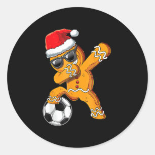 Weihnachts Dabbing Gingerbread Man Dab Soccer Foot Runder Aufkleber