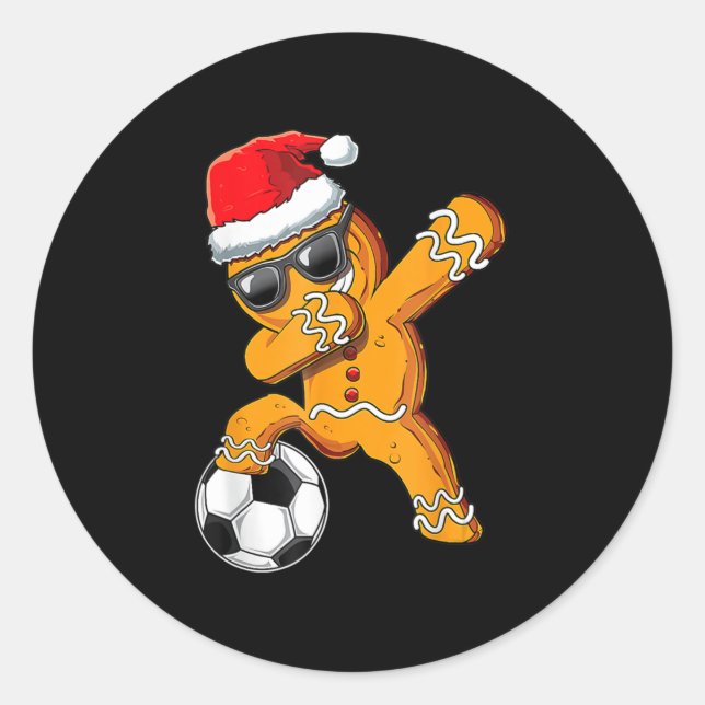 Weihnachts Dabbing Gingerbread Man Dab Soccer Foot Runder Aufkleber (Vorderseite)
