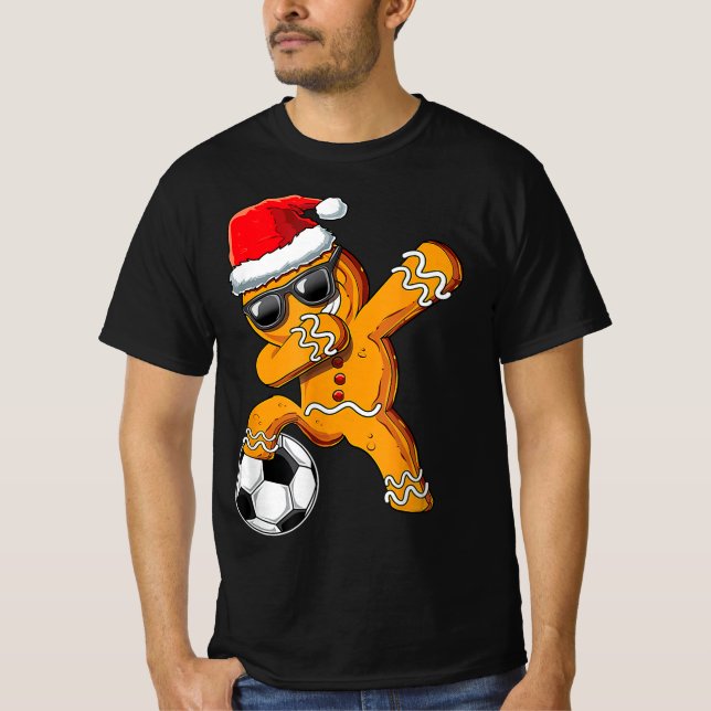 Weihnachts Dabbing Gingerbread Man Dab Soccer Foot T-Shirt (Vorderseite)