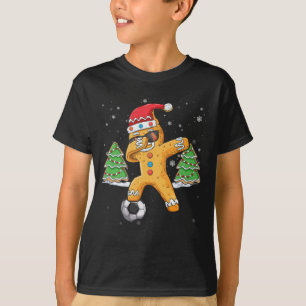 Weihnachts Dabbing Gingerbrett Fußball Sport Sant T-Shirt