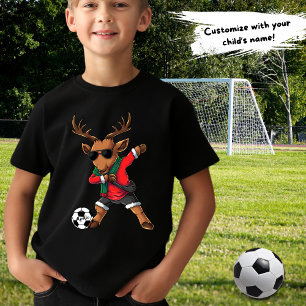 Weihnachts-Dabbing Hirschkugel & Kindername T-Shirt