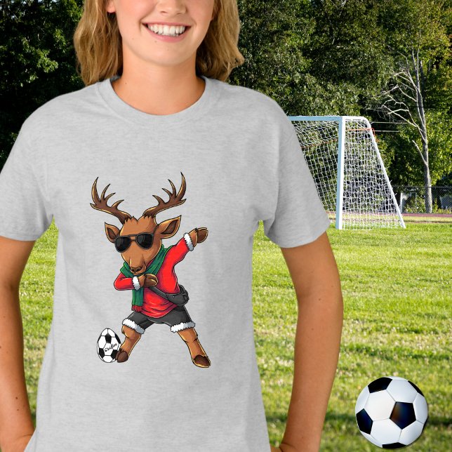 Weihnachts-Dabbing Hirschkugel & Kindername T-Shirt (Von Creator hochgeladen)