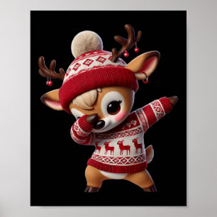 Weihnachts-Dabbing Rentier Xmas Rehe Kinder G Poster