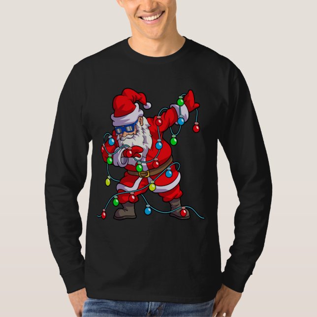 Weihnachts-Dabbing Santa Tree Lights T-Shirt (Vorderseite)