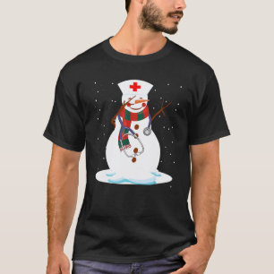 Weihnachts-Dabbing-Schneemann-Krankenschwester Ste T-Shirt