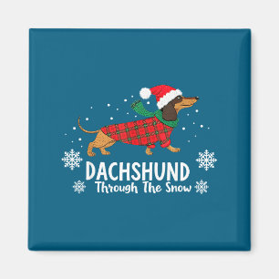 Weihnachts-Dachshund Durch Den Schnee Wiener Dog S Magnet