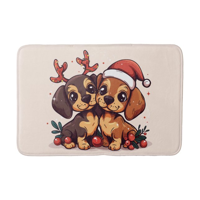 Weihnachts-Dachshund-Hunde Badematte (Vorderseite)