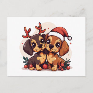 Weihnachts-Dachshund-Hunde Feiertagspostkarte