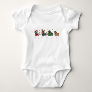 Weihnachts-Dachshund Hunde Süße Feiertags-Wurst-Hu Baby Strampler