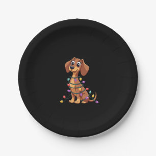 Weihnachts-Dachshund-Lichter (2) Pappteller