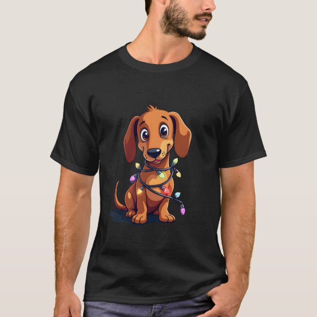 Weihnachts-Dachshund-Lichter (3) T-Shirt (Vorderseite)