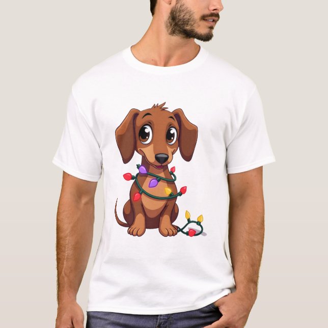Weihnachts-Dachshund-Lichter (3) T-Shirt (Vorderseite)