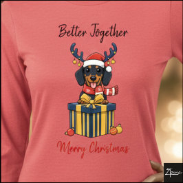 Weihnachts-Dachshund-Rentier-Schal-Geschenk-Grafik Tri-Blend Shirt