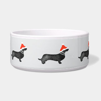 Weihnachts-Dachshund-Wasserfarbe schwarz Napf