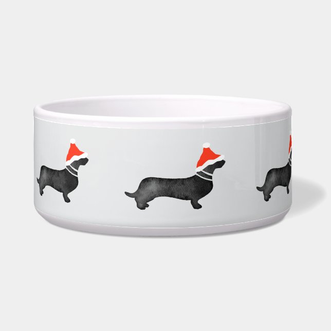 Weihnachts-Dachshund-Wasserfarbe schwarz Napf (Vorderseite)