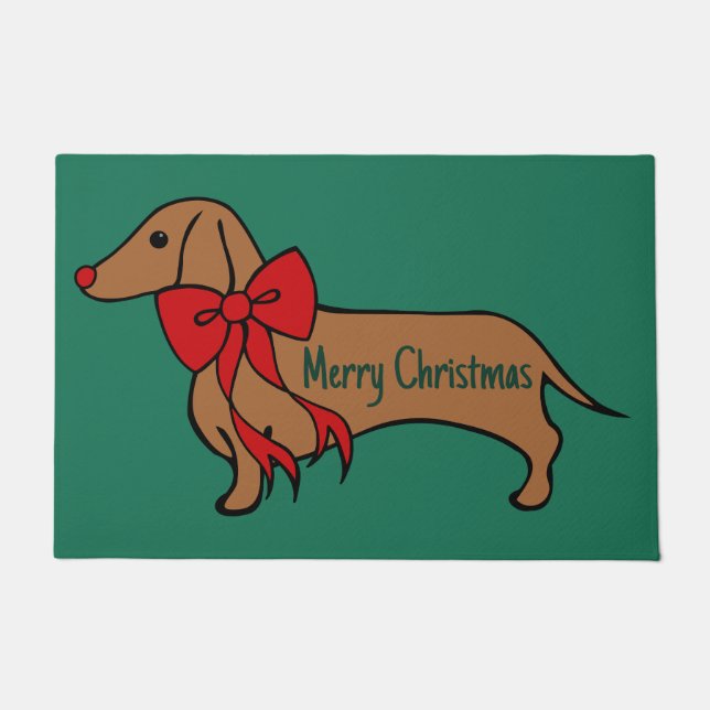  Weihnachts-Dachshund-Welpen-Fußmatte  Fußmatte (Vorderseite)