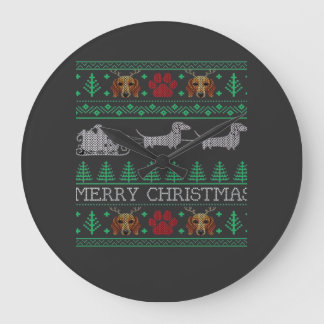 Weihnachts-Dachshund Wiener Hund Dachshund Hässlic Große Wanduhr