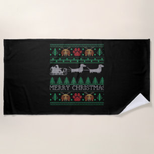 Weihnachts-Dachshund-Wiener-Hund-Dachshund-hässlic Strandtuch