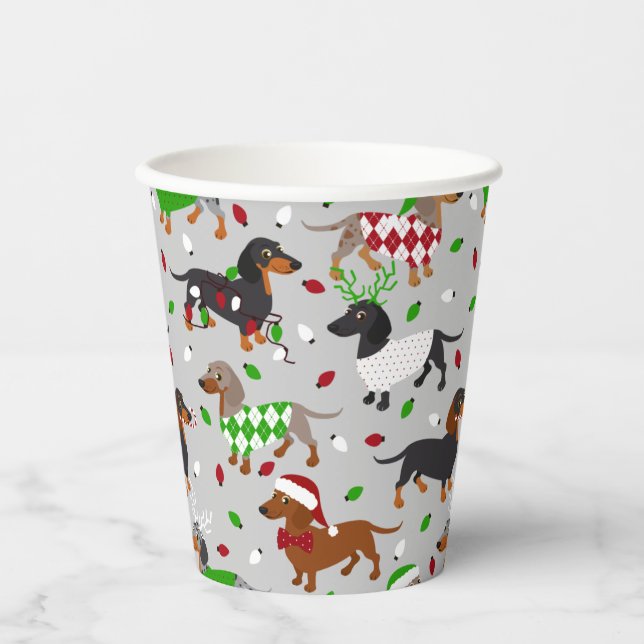 Weihnachts-Dackel Alle Coats Papier Cups Pappbecher (Vorderseite)