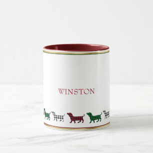 Weihnachts-Dackel Dog Buffalo Kariert Minimalistis Tasse