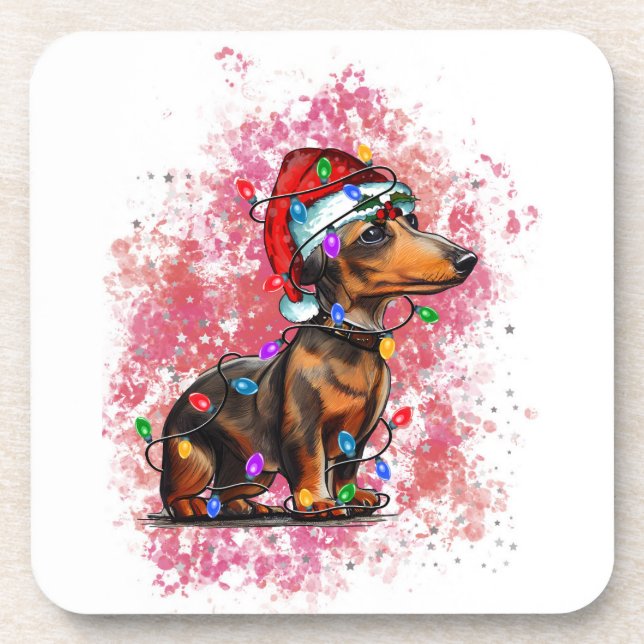 Weihnachts-Dackel Getränkeuntersetzer (Vorderseite)