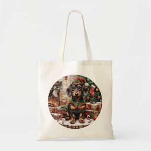 Weihnachts-Dackel Hogs Elf Tragetasche