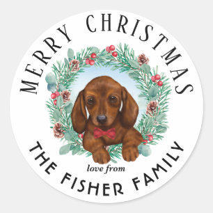 Weihnachts-Dackel Hund Merry & Bright Sticker