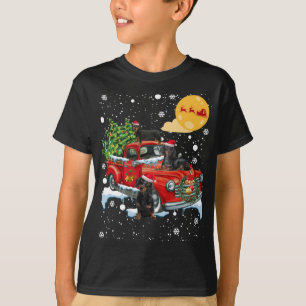 Weihnachts Dackel Hund mit Vintagem Red Truck Spaß T-Shirt