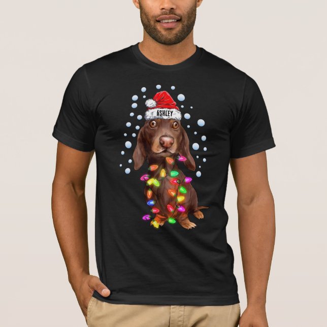 Weihnachts Dackel Hund Welpe T-Shirt (Vorderseite)