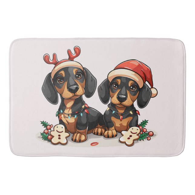 Weihnachts-Dackel Hunde Badematte (Vorderseite)