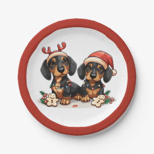 Weihnachts-Dackel Hunde Pappteller