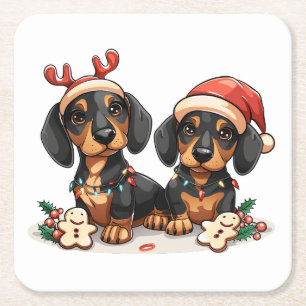 Weihnachts-Dackel Hunde Rechteckiger Pappuntersetzer