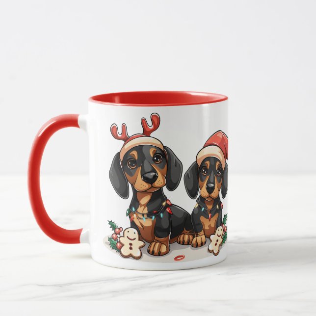 Weihnachts-Dackel Hunde Tasse (Links)