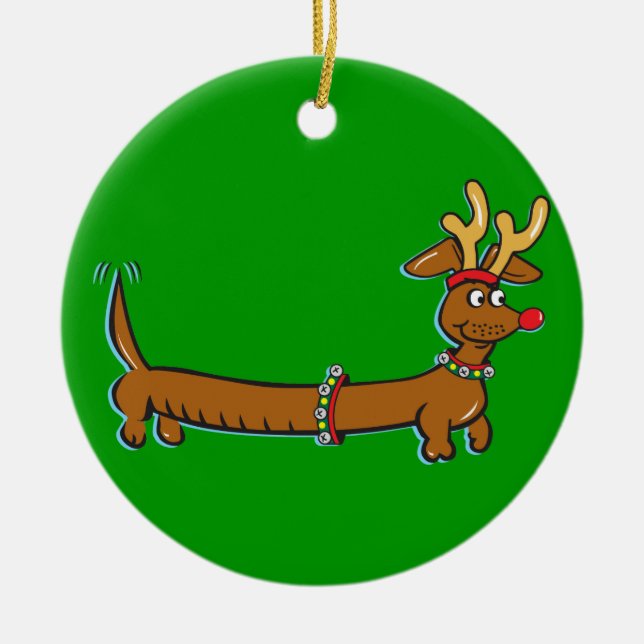 Weihnachts-Dackel Keramikornament (Vorne)
