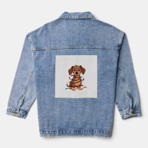 Weihnachts-Dackel-Lichter Jeansjacke
